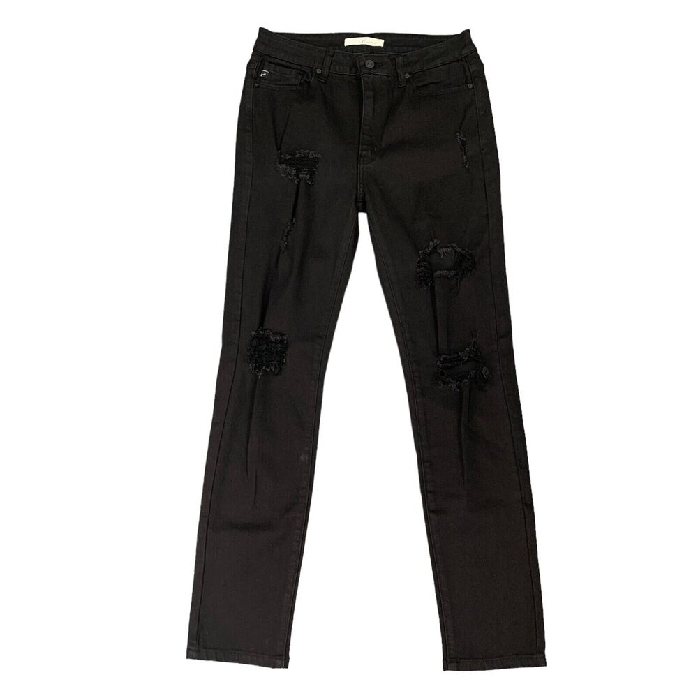 Kancan Destroyed Skinny Jeans Womens 11/29 Black Denim High Rise Distressed Pant